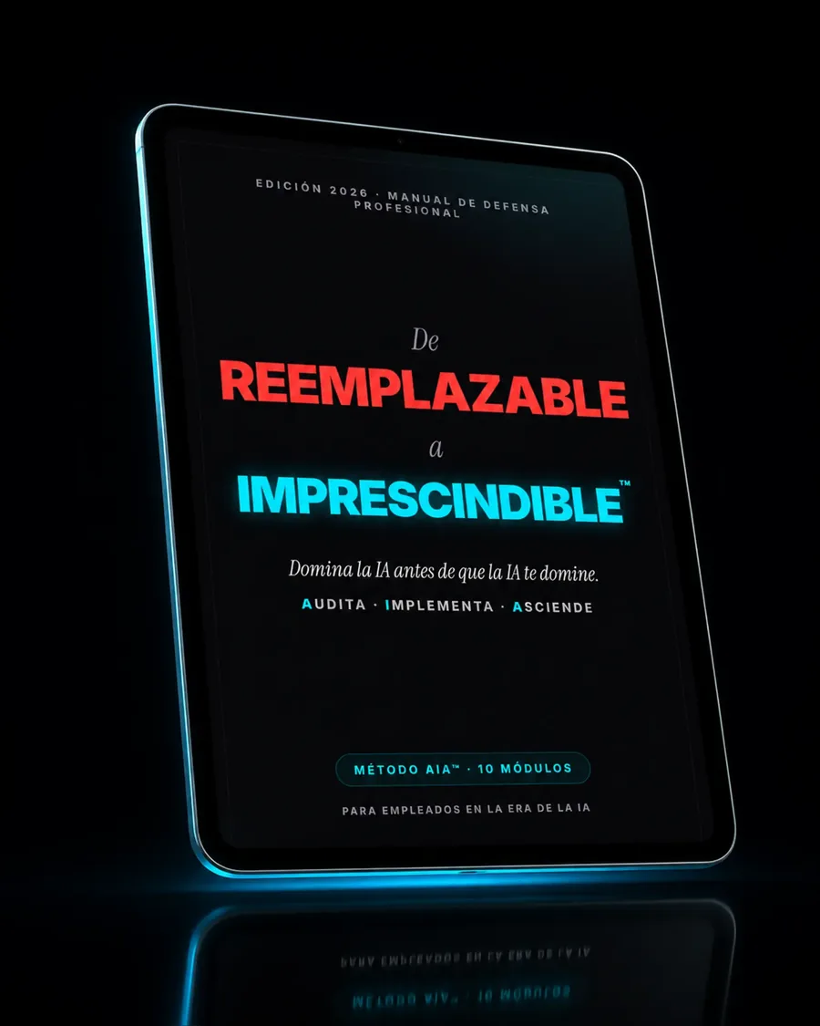 Mockup del manual De REEMPLAZABLE a IMPRESCINDIBLE en tablet